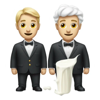 Two men covered in yogurt wearing suits sticker