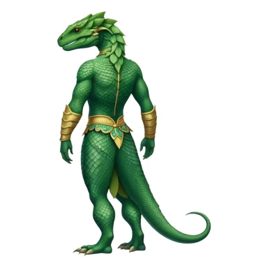 full body reptilian humanoid in ancient outfit, back view, ornate details sticker