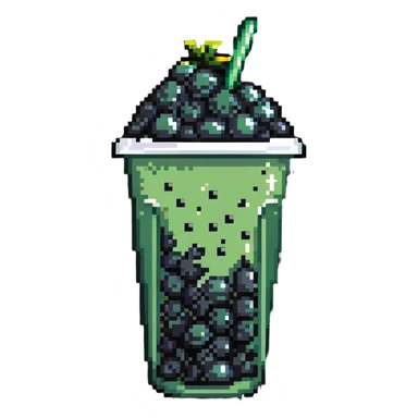 green bubble tea cup with black tapioca pearls sticker