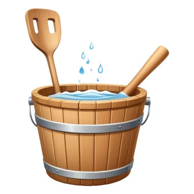 Sauna wooden bucket and ladle sticker