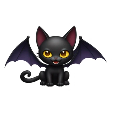 Black vampiric Cat-Fakémon with big fangs and bat wings on head and bat wings on back full body sticker