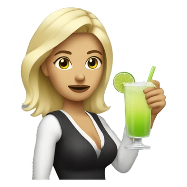 Blonde woman drinking margarita giving thumbs down sticker
