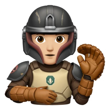 Mandalorian with a Catcher's mitt.  Make the catcher's glove oversized.  Put a dark visor in the helmet.   sticker