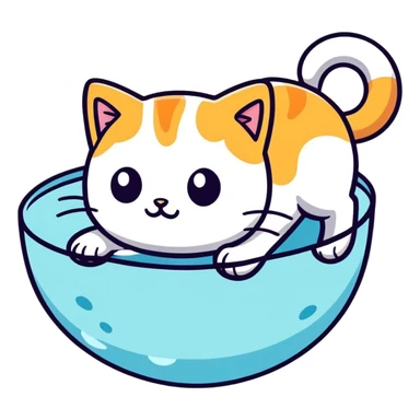 Cat swimming sticker