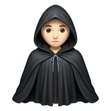 hooded cloak object icon, dark fabric cloak with deep hood, fantasy style, soft folds, 3D cartoon, mobile game icon style, centered, clean background, soft shadow, no text, no watermark
 
 sticker