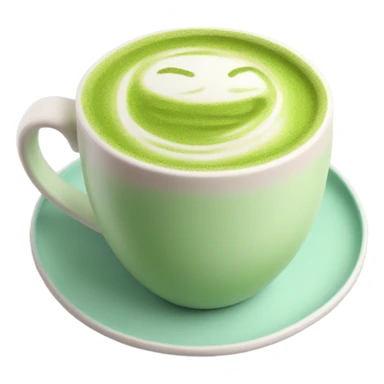 Realistic Matcha latte in pastel mug sticker