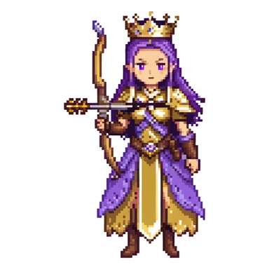 Archer Queen with crossbow, crown, purple and gold outfit sticker
