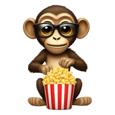 a monkey with sunglasses eating popcorn sticker