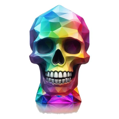 symbolic skull sculpture symbolizing chromatic light with a geometric, faceted design. The bottle is standing upright with angular and baroque features. The vibrant rainbow of colors highlights the sharp edges and planes.  sticker