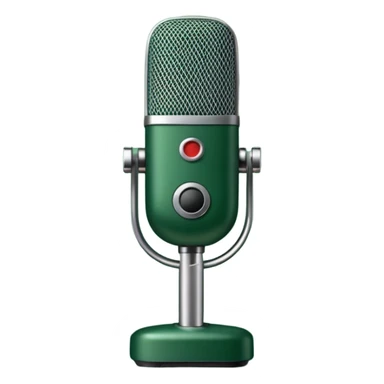minimalist dark green radio microphone, front view, no text, Apple emoji style sticker