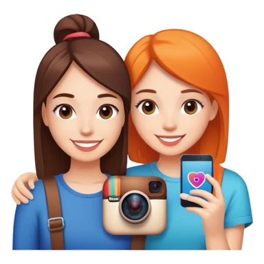 Best friends forever with Instagram logo, hashtag BFF, social media icons sticker