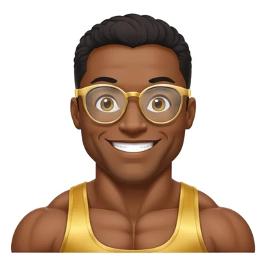 black bodybuilder with gold glasses happy sticker