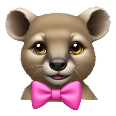 Rock hyrax wearing a pink bow sticker