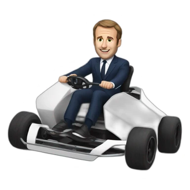 Macron riding a kart sticker