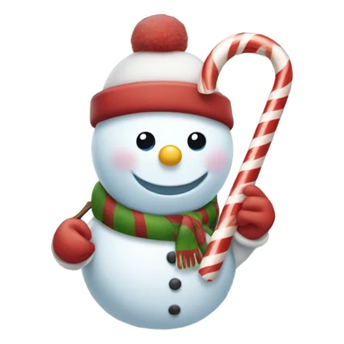 Snowman holding candy cane sticker