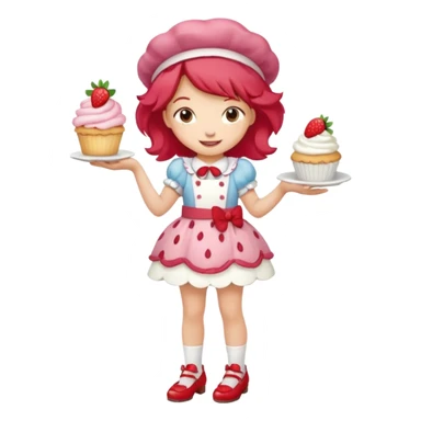 pretty and cute realistic strawberry shortcake full body with red shoes standing sticker