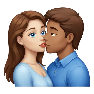 Neon cyberpunk style 
girl with brown hair and blue eyes kiss man sticker