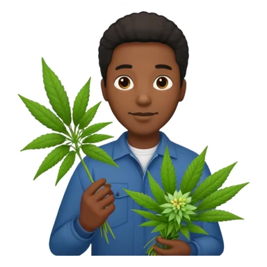 Black Man holding a bouquet of marijuana  sticker