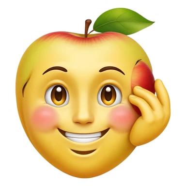 A yellow face smiling awkwardly while embarrassed, scratching its temple with one hand, and looking to the side in Apple emoji style sticker
