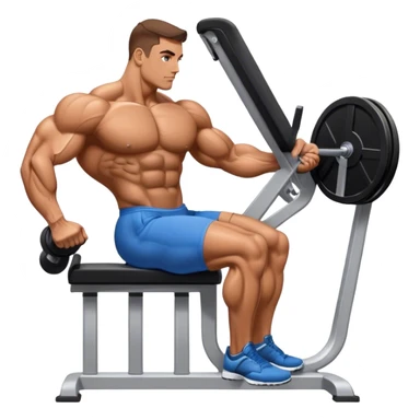 side-view bodybuilder seated weighted calf-raise machine sticker