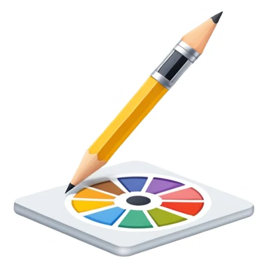 digital graphic template with a pencil, crop icon, and color palette tools around it sticker