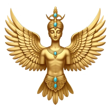 Ancient Persian Faravahar symbol with wings and human figure sticker