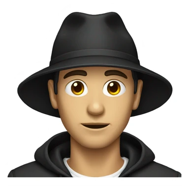 Hacker wearing black hat sticker