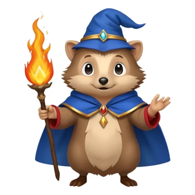 wizard hedgehog summons fire in one hand blue cape sticker