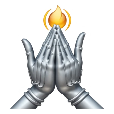 praying metallic hands, realistic proportions sticker