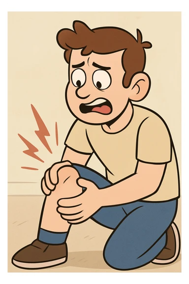 knee, cartoon style, simple and friendly, soft colors sticker