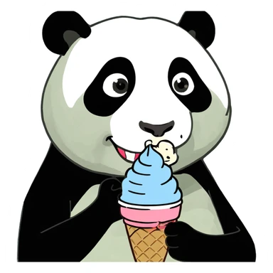 Panda eating ice cream sticker