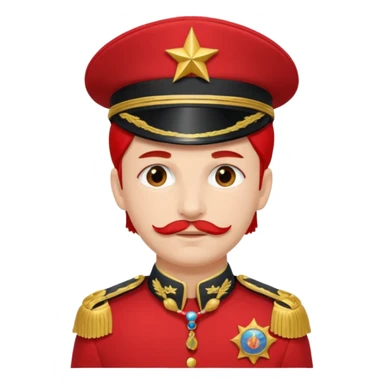 Captain with red hat and high decorated medals and shoulder tassels  sticker