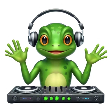 frog as a dj sticker