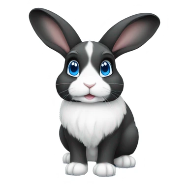 Black and white lop ear rabbit with blue eyes sticker
