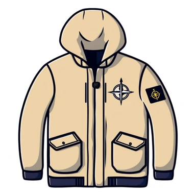 Stone Island casual jacket with compass badge sticker