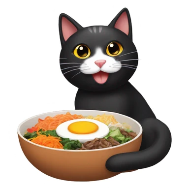 Black cat who eats bibimbap sticker