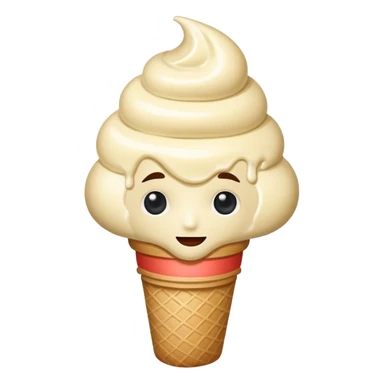 shy vanilla ice cream with a face sticker