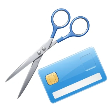 Floating Scissors cutting an ID card in 2 parts .hyper realistic sticker