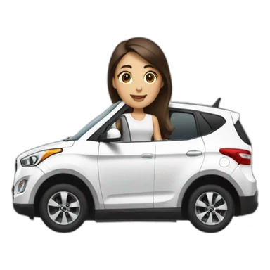 Brunette mail driving a Hyundai white car  sticker