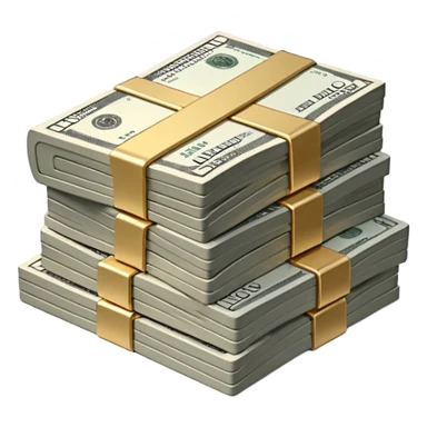 Metallic black-and-white money pack emoji, simple geometric stack of bills, reflective surfaces, flat futuristic icon, minimal style
 sticker