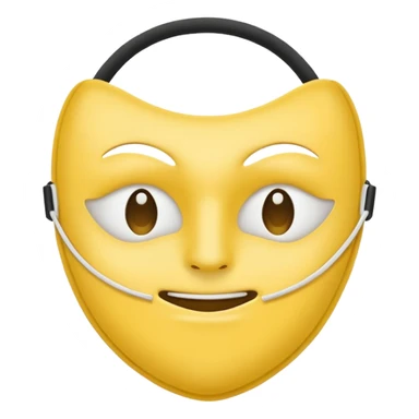 A sad face emoji holding a happy face mask sticker