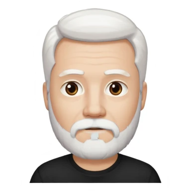 White haired muscled and attractive adult man with a black t-shirt. He has white beard and a long goatee. Dark brown eyes. sticker