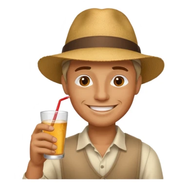 guy with hat and drink, no glasses sticker