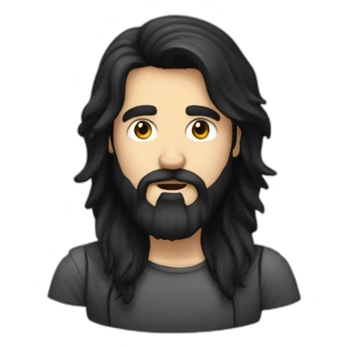 long dark haired rocker guy with full beard sticker
