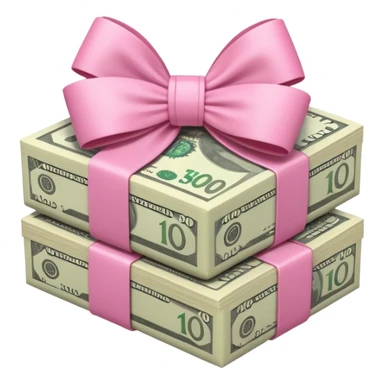 Australian $100 notes stacked together and wrapped in a girly pink bow sticker