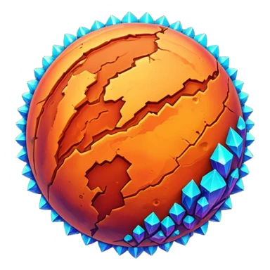 mars planet, surface covered in glowing crystals  sticker