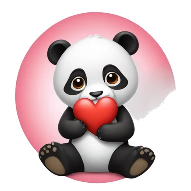 Panda holding heart sticker