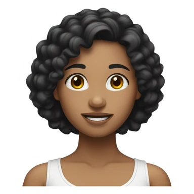 Girl. Long curly black hair, white skin, exercises sticker