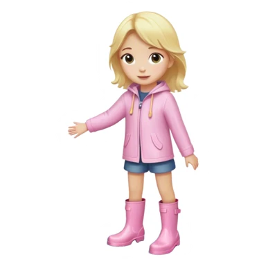 Blonde girl in light pink rain boots in puddle sticker