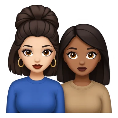Boujy baddie best friends, trendy heavy makeup both dark hair one light skinned and one mocha brown  sticker